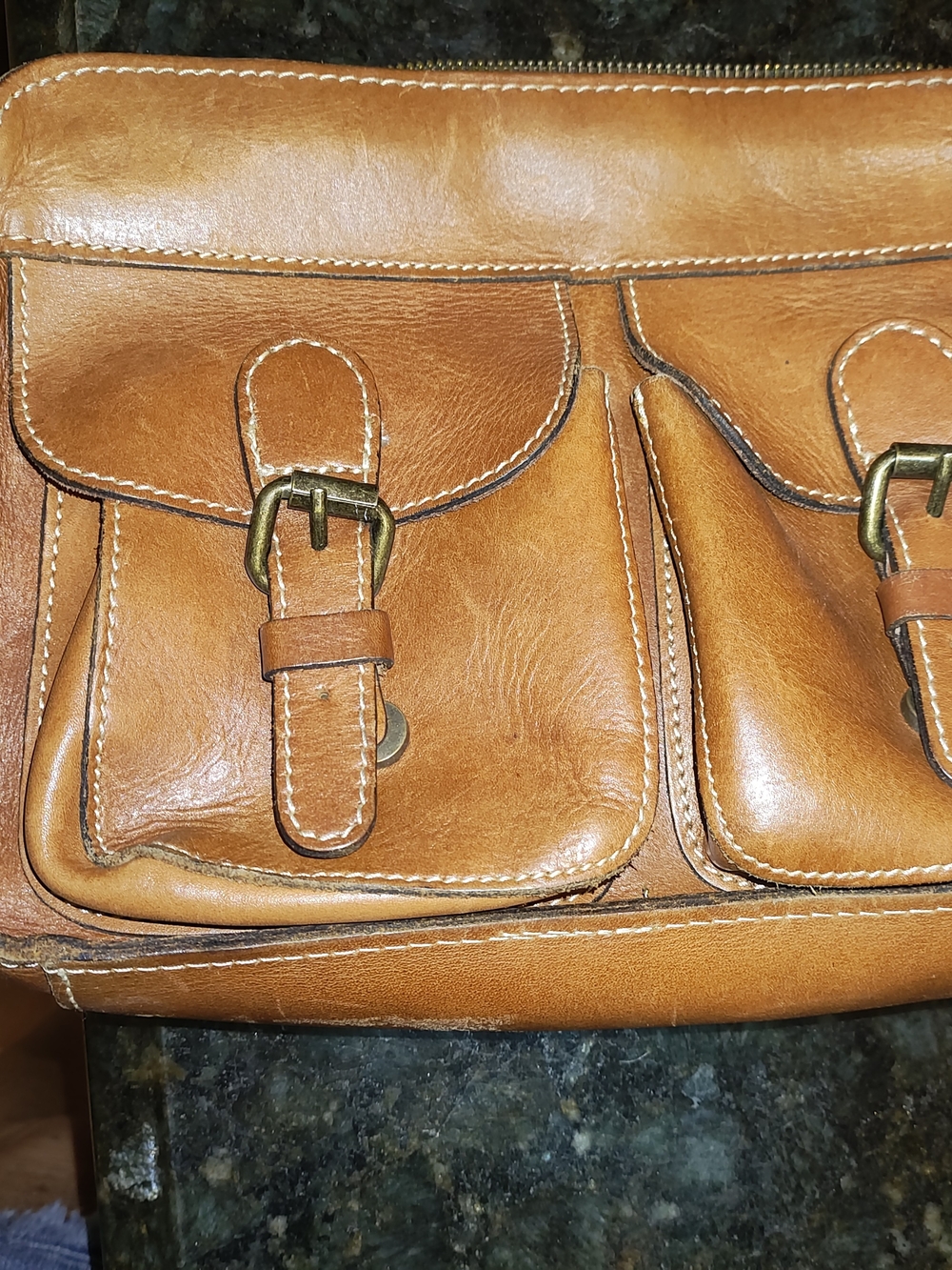 Patricia Nash Tan Leather Bag. Two Functional Pockets On The Outside. 3 Pockets